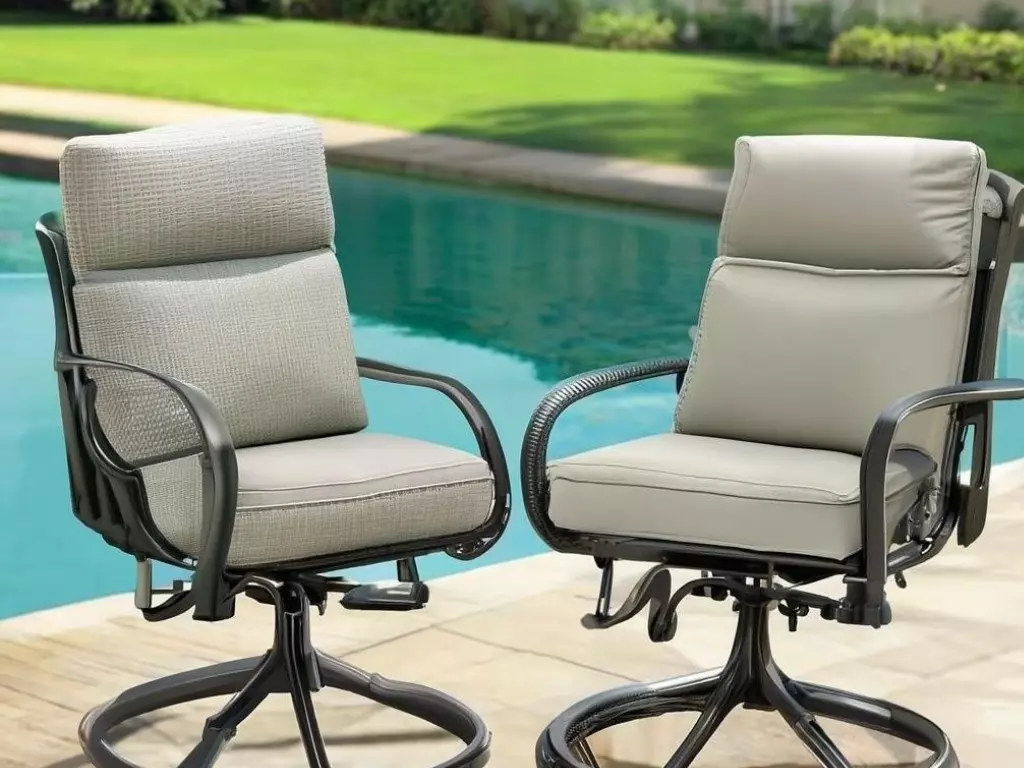 Patio Swivel Chairs placed near to swimming pool